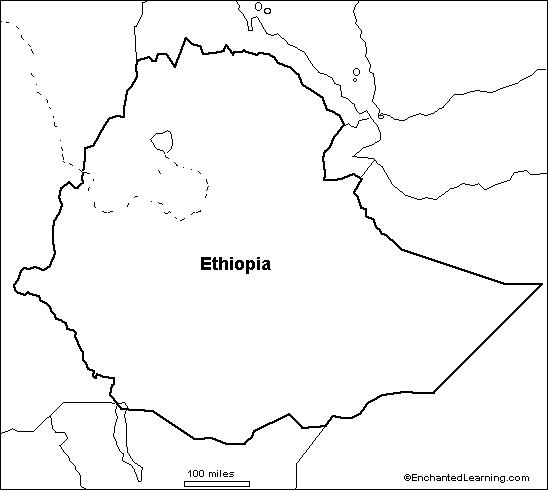 Outline Map Research Activity #3: Ethiopia - EnchantedLearning.com