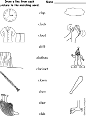Words Starting With CL - Match the Words to the Pictures