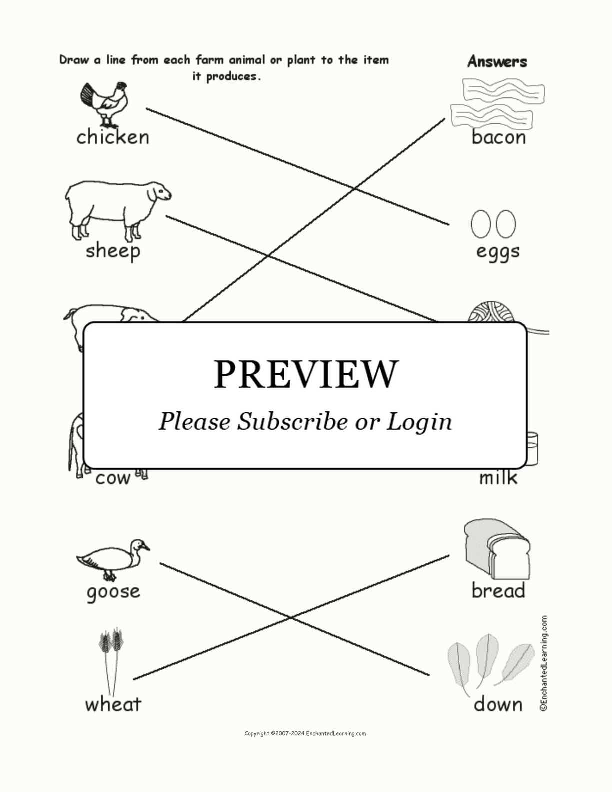 Match the Farm Products interactive worksheet page 2