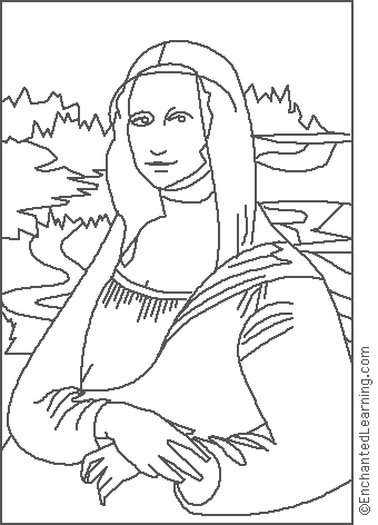 Leonardo da Vinci Mona Lisa Coloring Page