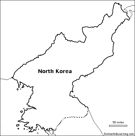 Outline Map North Korea - EnchantedLearning.com