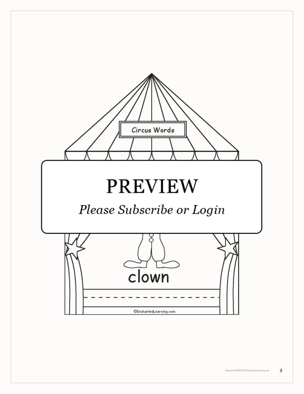Circus Words - Printable Book interactive worksheet page 3