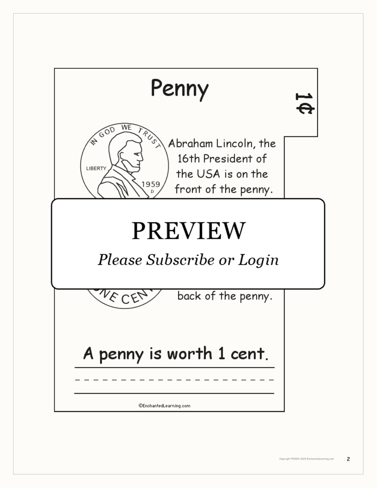 US Coins Book interactive printout page 2