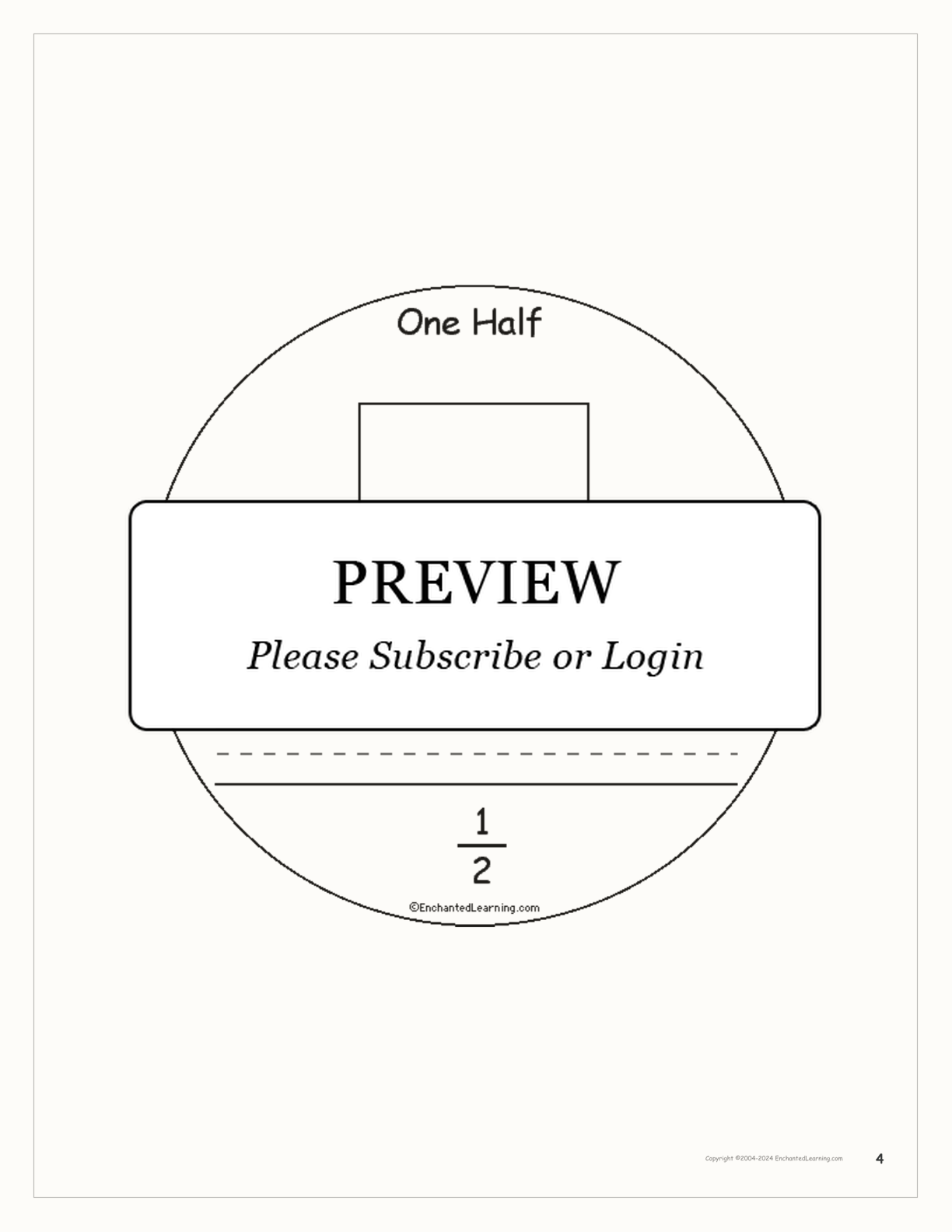 One Half: A Book on Fractions interactive printout page 4