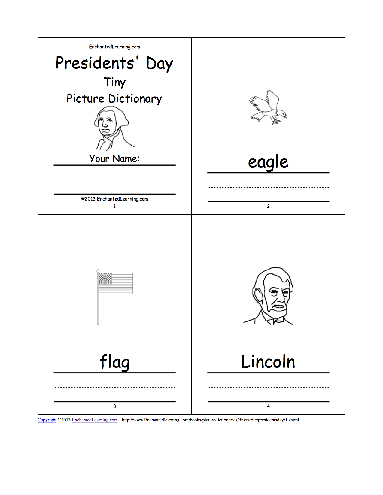 Presidents Day Picture Dictionary A Short Book To Print