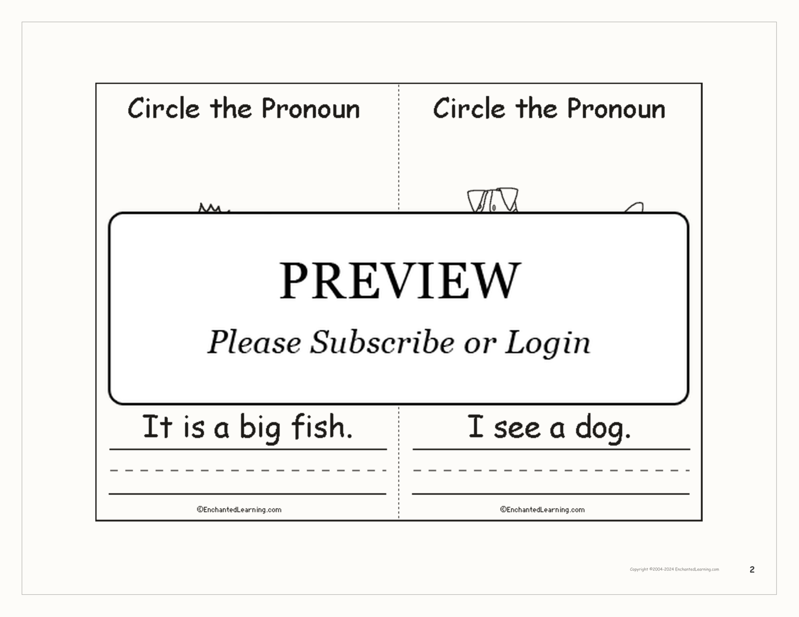 Circle the Pronouns Book interactive printout page 2