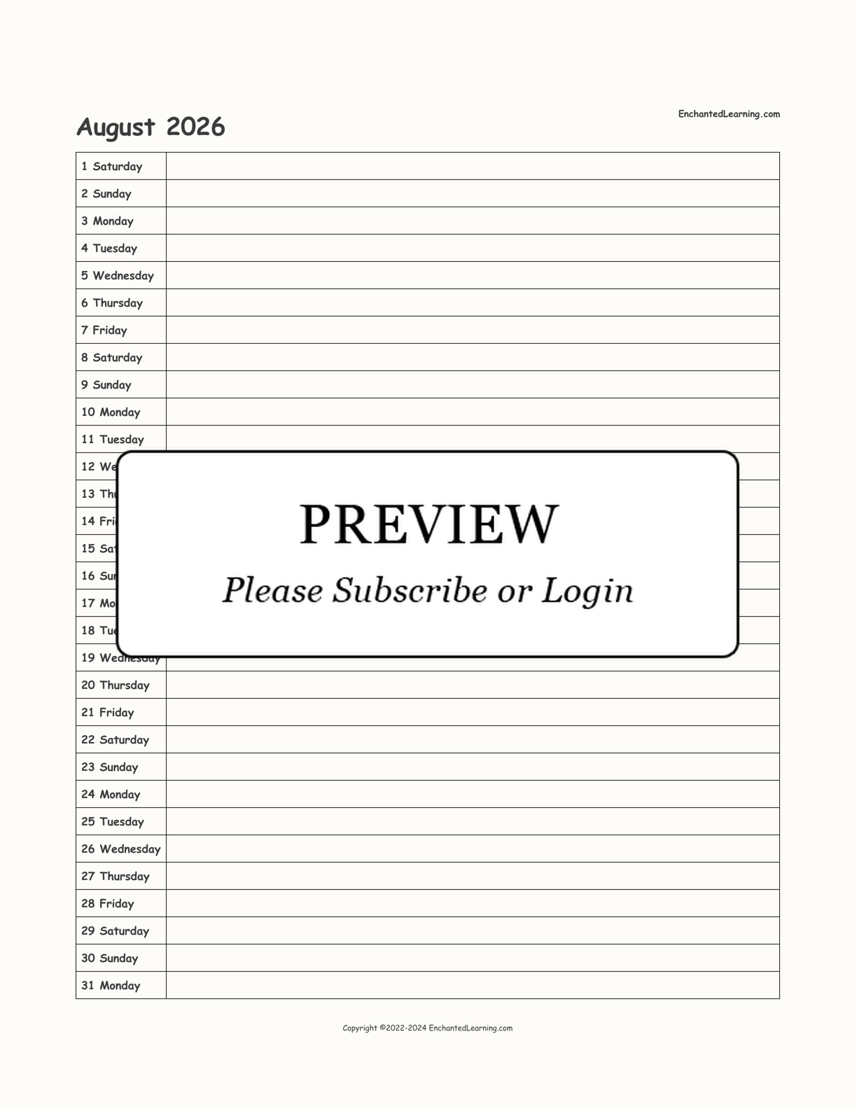 2026 Scheduling Calendar interactive printout page 8