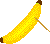 Cutting through the banana.