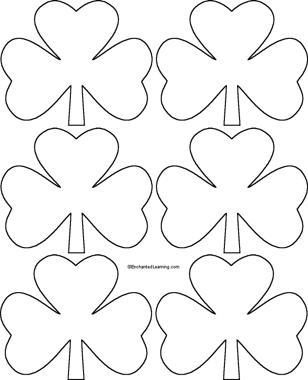 Six Shamrocks Template EnchantedLearning