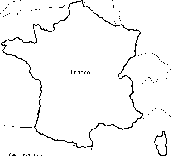 Outline Map Research Activity #3 - France - EnchantedLearning.com