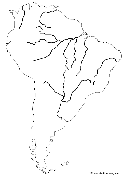 Outline Map Rivers Of South America EnchantedLearning