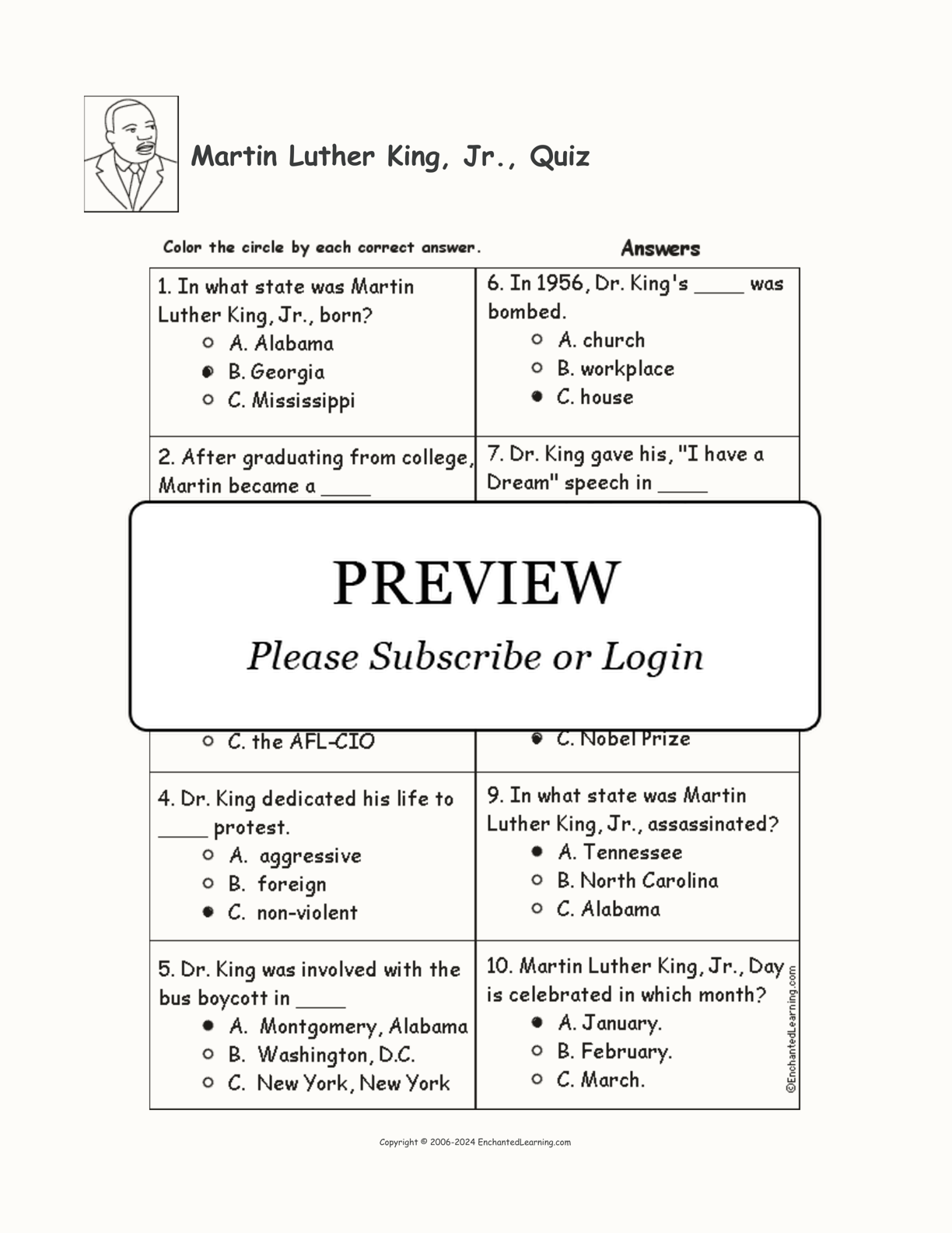 Martin Luther King, Jr., Quiz interactive worksheet page 2