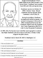 Dwight David Eisenhower Biography/Questions Worksheet