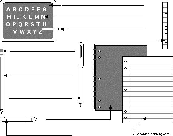 Label the Desk/School Accessories in English