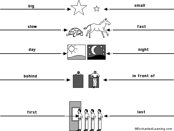 Label the opposites in English - answers