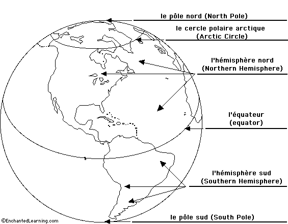 Label the Earth in French - answers