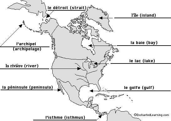 Label the landforms in French - answers
