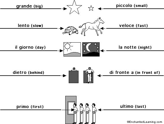 Label the opposites in Italian - answers