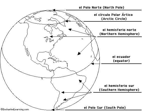 Label the Earth in Spanish - answers