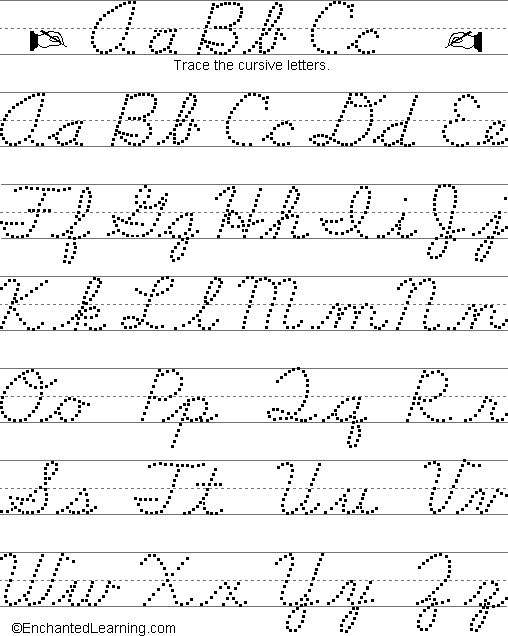 Writing Cursive Letters EnchantedLearning