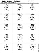 Addition Printout: 3 Digits + 2 Digits worksheet thumbnail