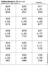 Addition Printout: 3 Digits + 2 Digits worksheet thumbnail