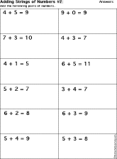Addition Printout: Add Strings of Two Numbers worksheet thumbnail