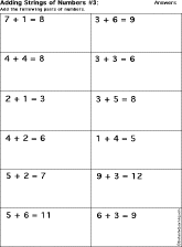 Addition Printout: Add Strings of Two Numbers worksheet thumbnail