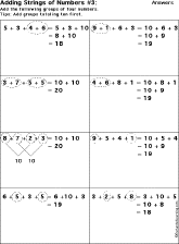 Addition Printout: Add Strings of Four Numbers worksheet thumbnail