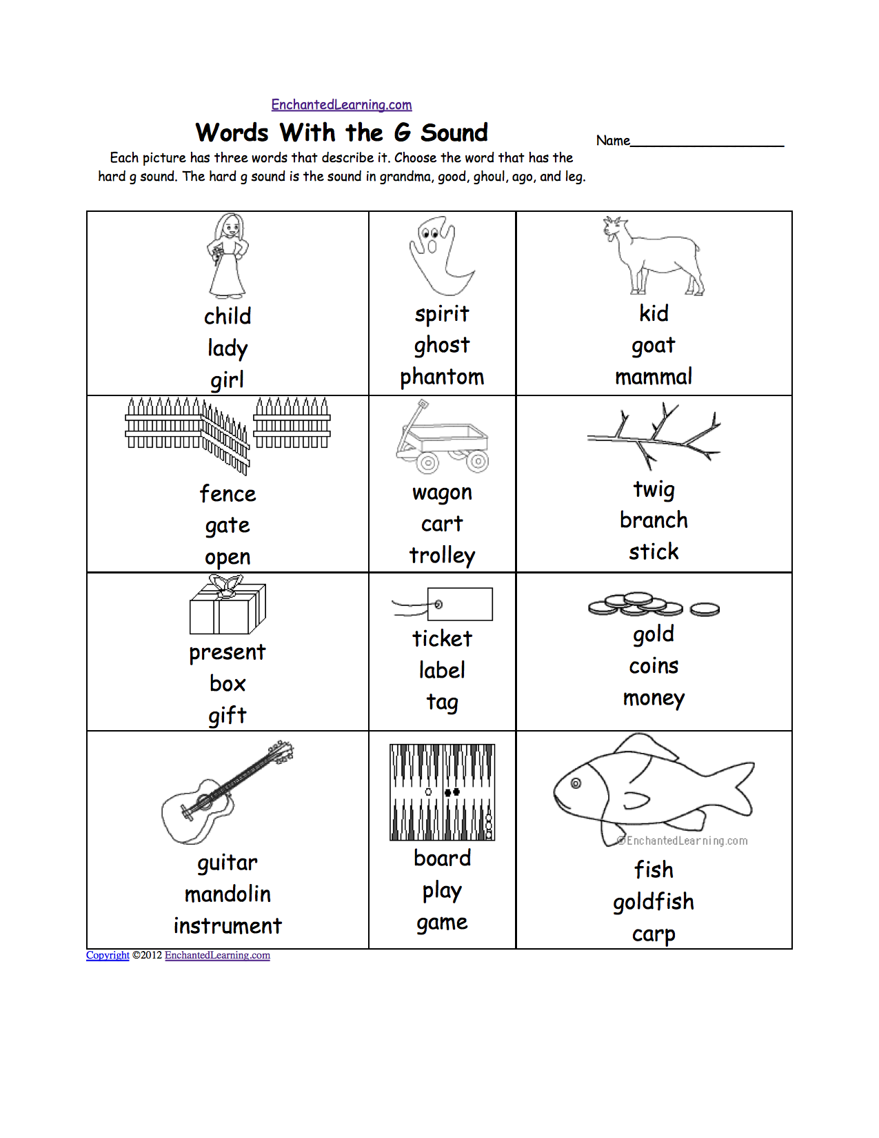  G Sound Phonics Worksheet Multiple Choice