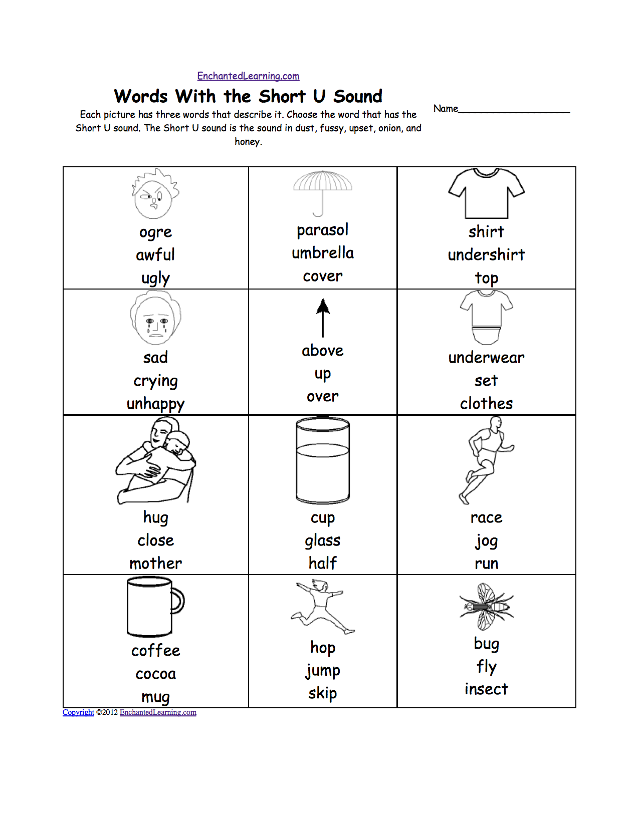 Short U Alphabet Activities At EnchantedLearning