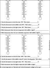 Compare Thermometers Worksheet #1 - EnchantedLearning.com