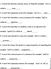 Parts of Speech Quiz