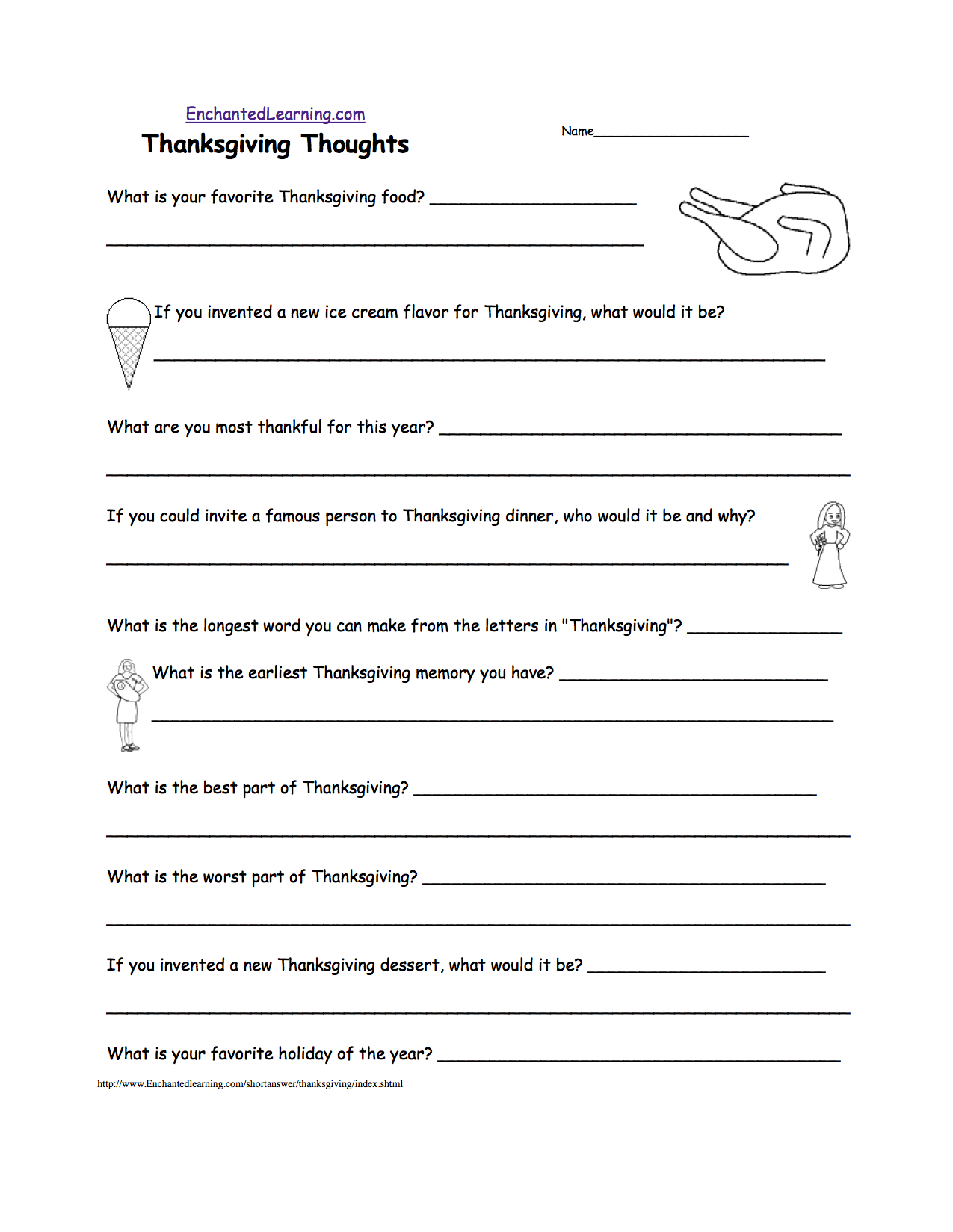 Thanksgiving Crafts, Worksheets, and Activities - EnchantedLearning.com