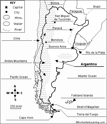 Label the Map of Argentina - answers