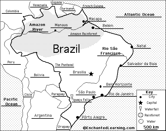 Label the Map of Brazil - answers