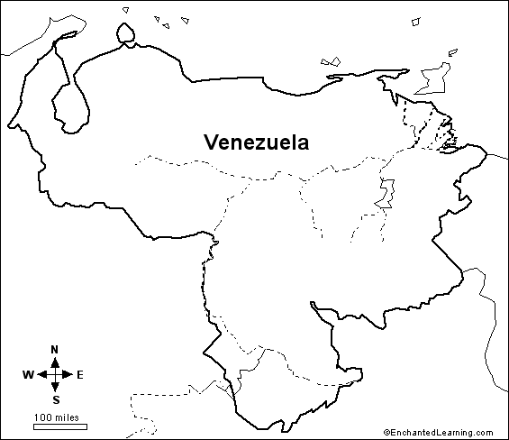 Outline Map Research Activity #3 - Venezuela - EnchantedLearning.com