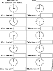Time Telling Worksheets