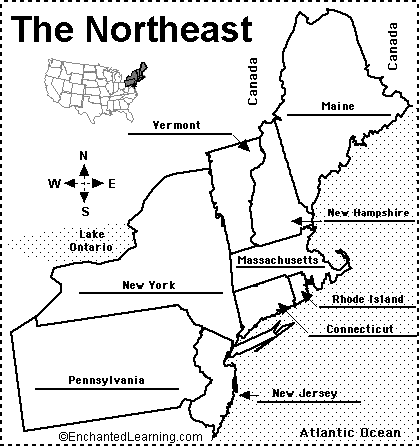 Northeastern US states to label
