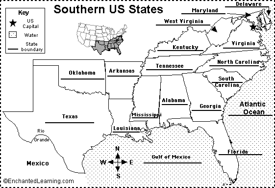 Southern US states to label