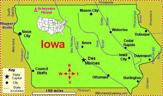 Iowa Facts Map And State Symbols EnchantedLearning