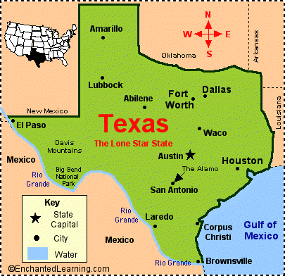 Texas: Facts, Map and State Symbols - EnchantedLearning.com