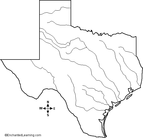 major-rivers-oftexas-outline-map-enchantedlearning