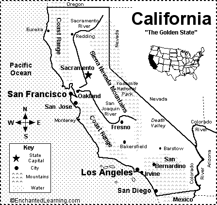 California Map/Quiz Printout - EnchantedLearning.com