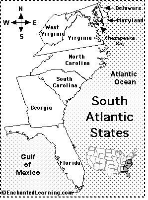South Atlantic Map/Quiz Printout - EnchantedLearning.com