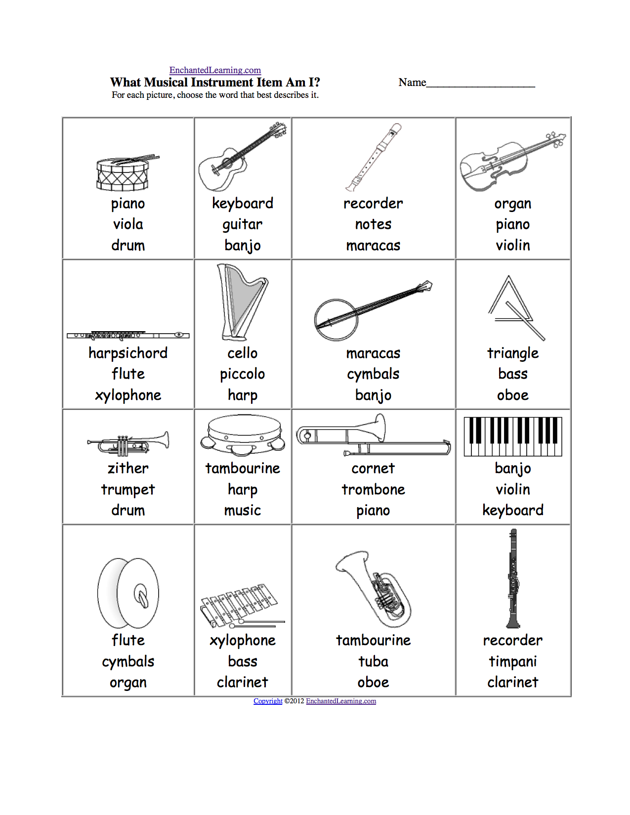 Miscellaneous Multiple Choice Spelling Words At EnchantedLearning