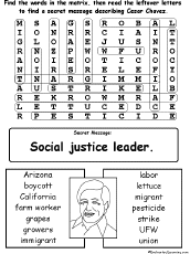 Cesar Chavez Wordsearch