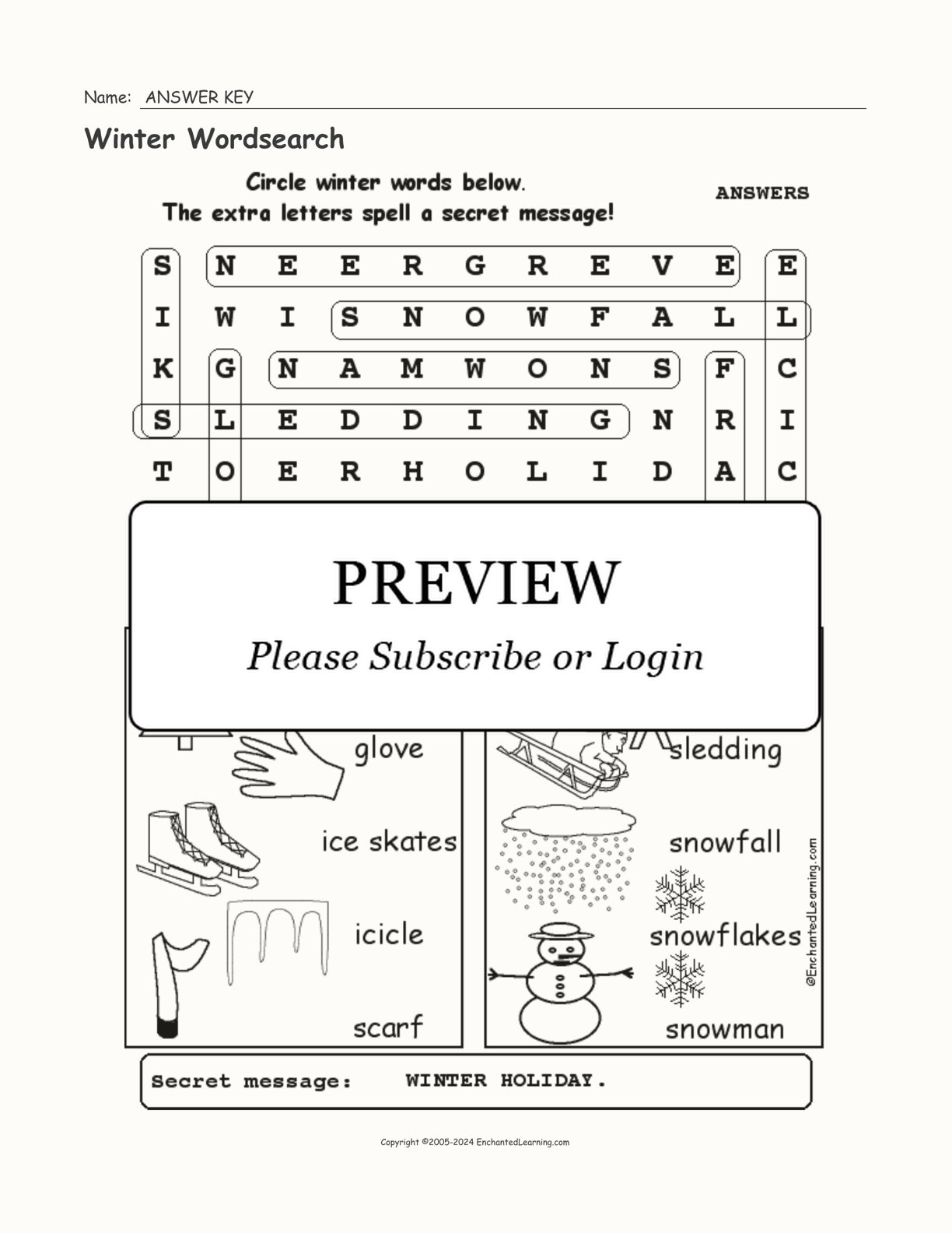 Winter Wordsearch interactive worksheet page 2