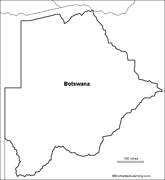 Outline Map Botswana EnchantedLearning Com