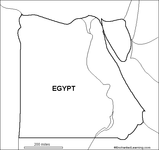 Outline Map Egypt EnchantedLearningcom